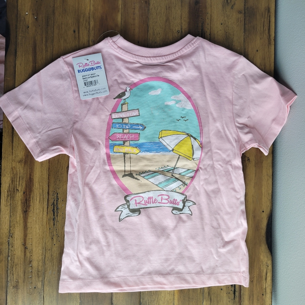 NWT Rufflebutts Toddler Girl 2T/3T Beach Love Signature Tee Shirt